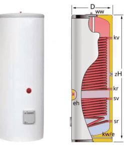 CV-350-HL/DUO smaltovaný ocelový zásobník pro TUV, 8 bar